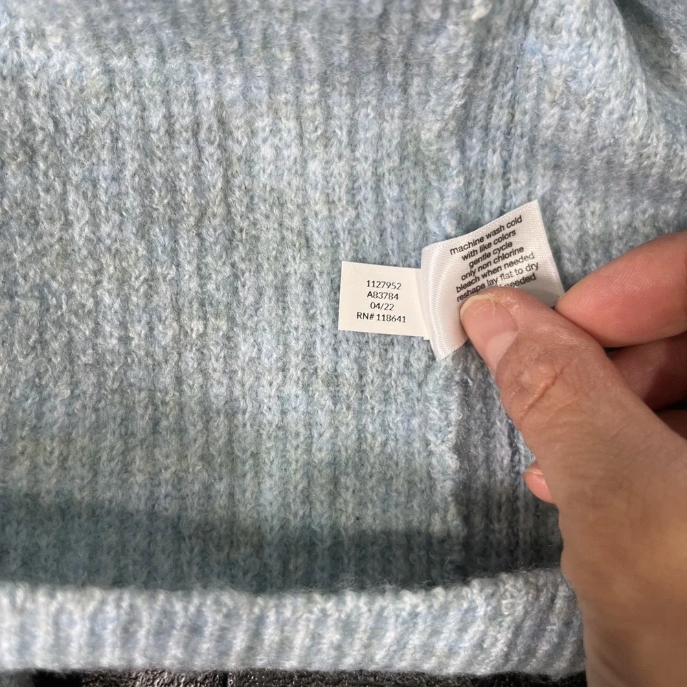 Lane Bryant Cardigan Womens‎ 3X Blue Pointelle Lace Shoulder Ribbed Knit V-Neck